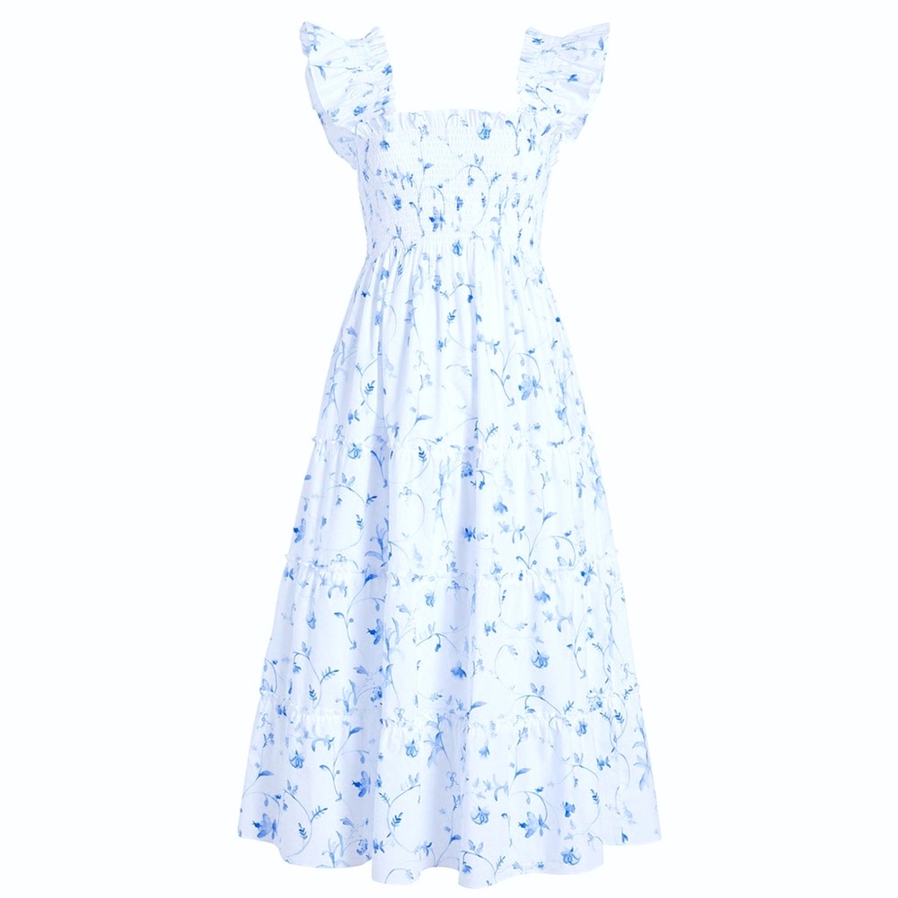 Original Hill House Ellie Nap Dress in Blue Botanical Size XL
